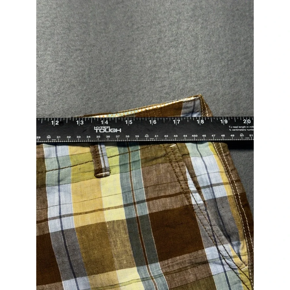 Tommy Bahama Relax Mens 35 Plaid Shorts 100% Linen Brown Blue‎ Green Summer